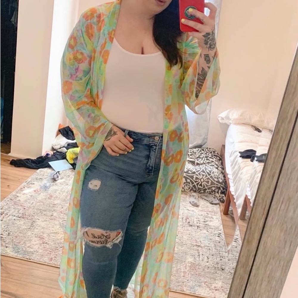 Floral Sheer Robe - Multicolor - Picture 2 of 2